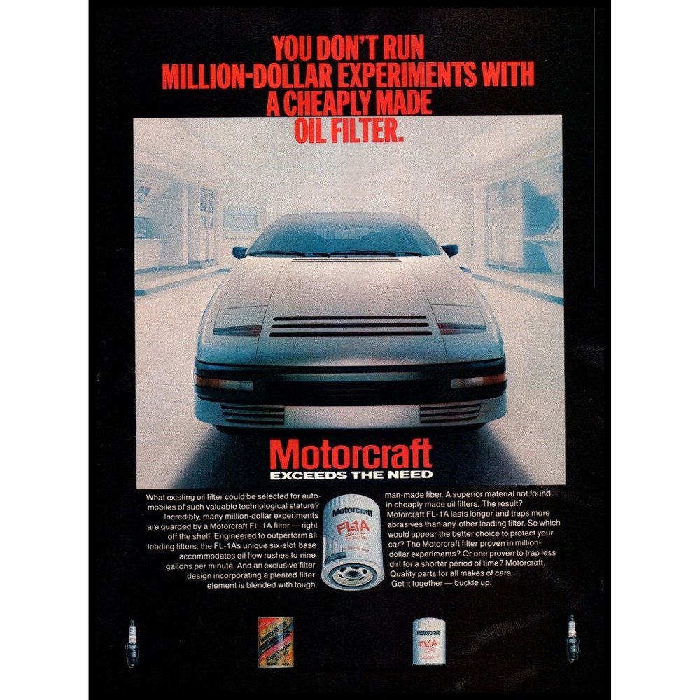 1984 Ford Motorcraft Auto Parts Oil Filter Vintage Print Ad Probe Concept Photo